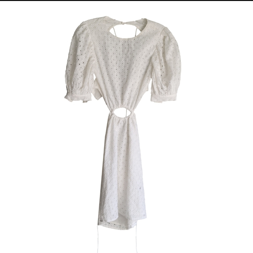 Sabo Skirt White Eyelet Puff-Sleeve Mini Dress - Picture 9 of 15